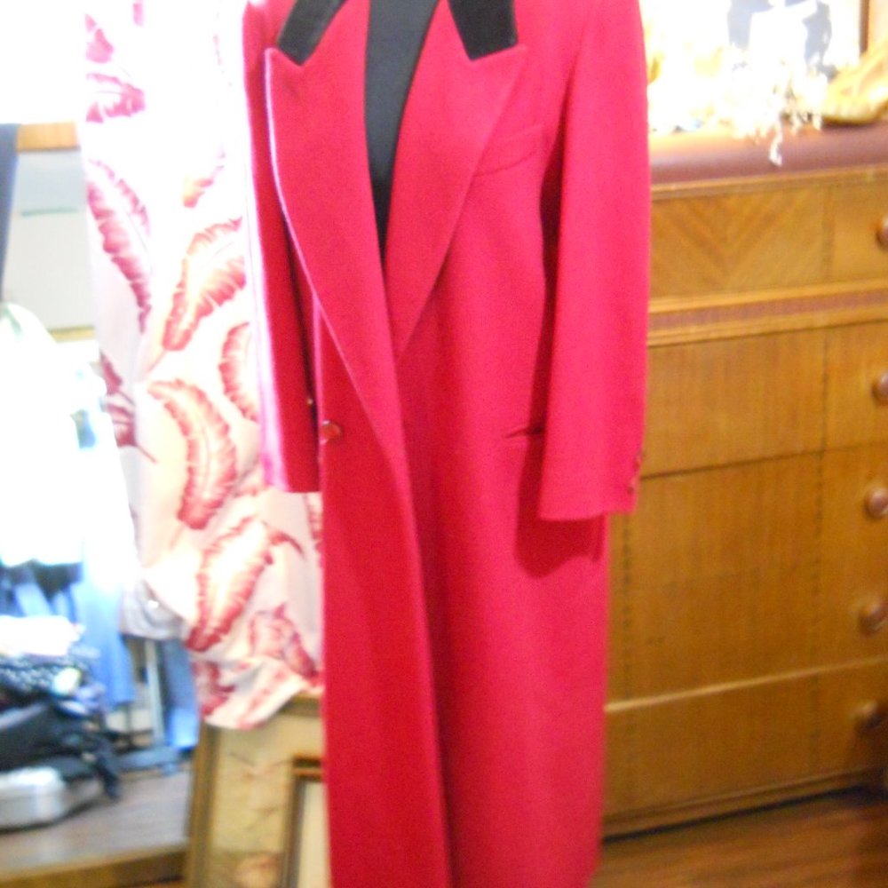 Vintage Charter Club Petites Size 10 Tomato Red Dbl Brsted All Wool Maxi Coat!